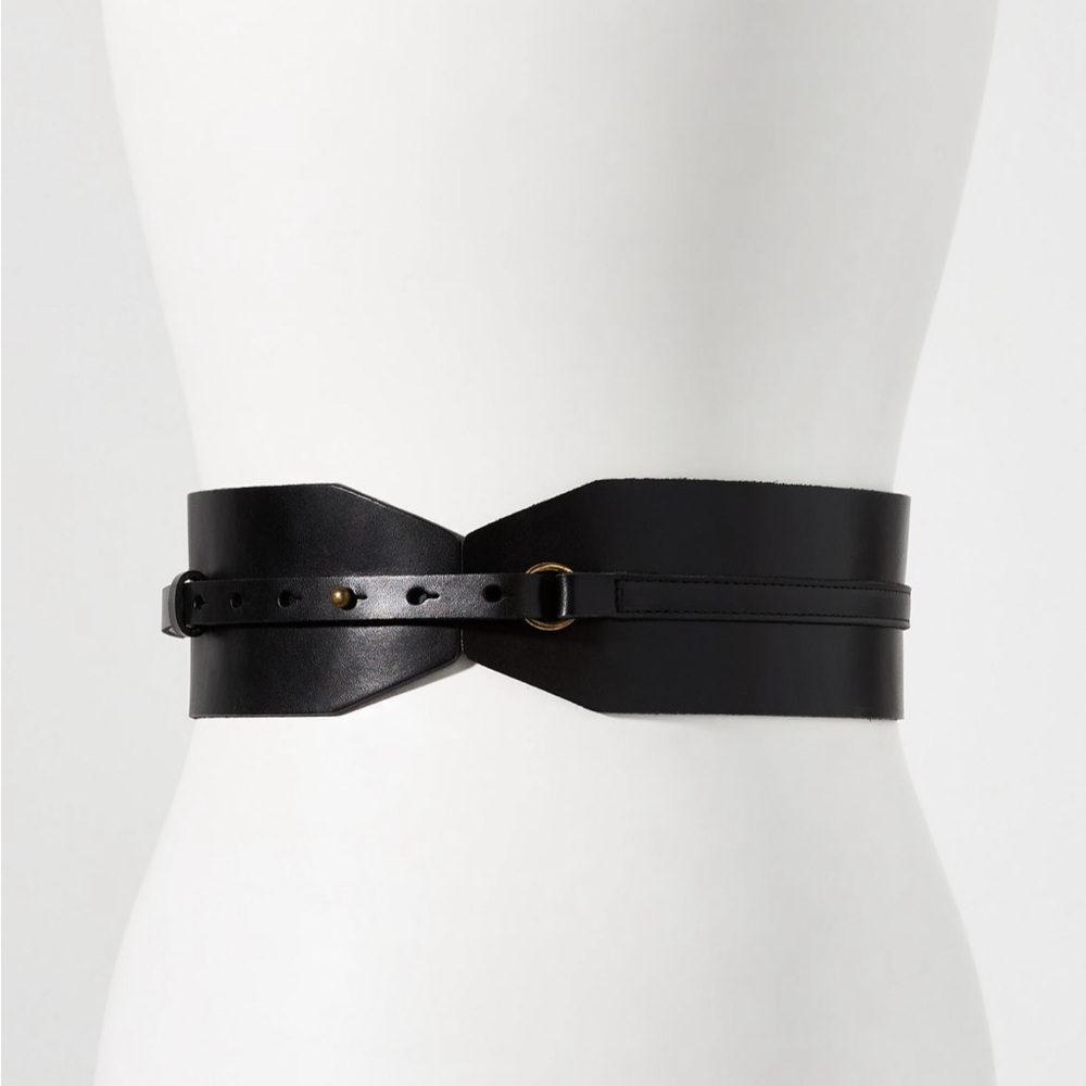 Anthropologie Black Leather Women's Belt. EUC. Size L